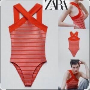Zara Red Striped Bodysuit